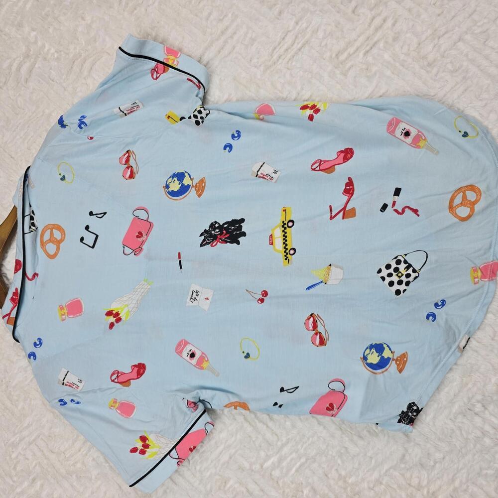 Kate Spade Women's Light Blue Printed Pajama Shirt - Picture 7 of 7